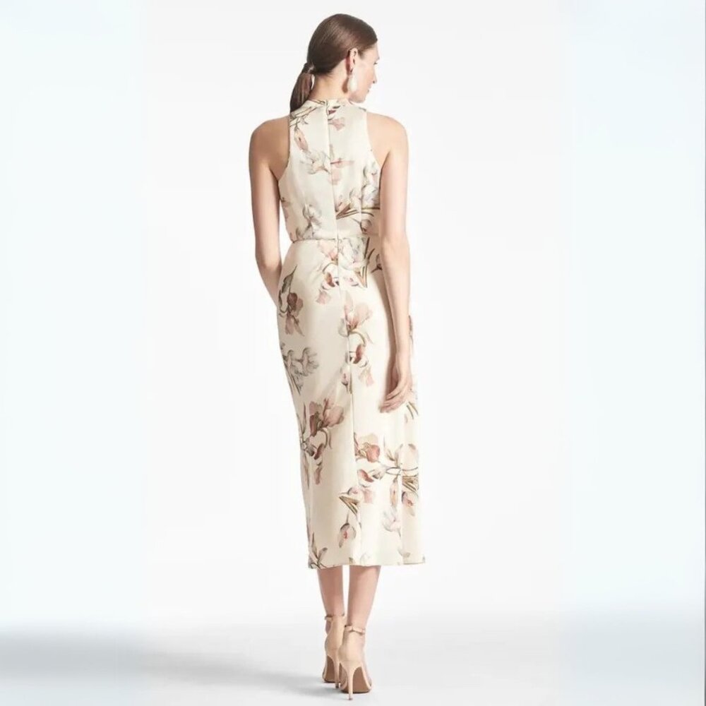 Sachin & Babi Lisandra Satin Crêpe Floral Midi Dress Eggshell Venetia Petals - Picture 3 of 9